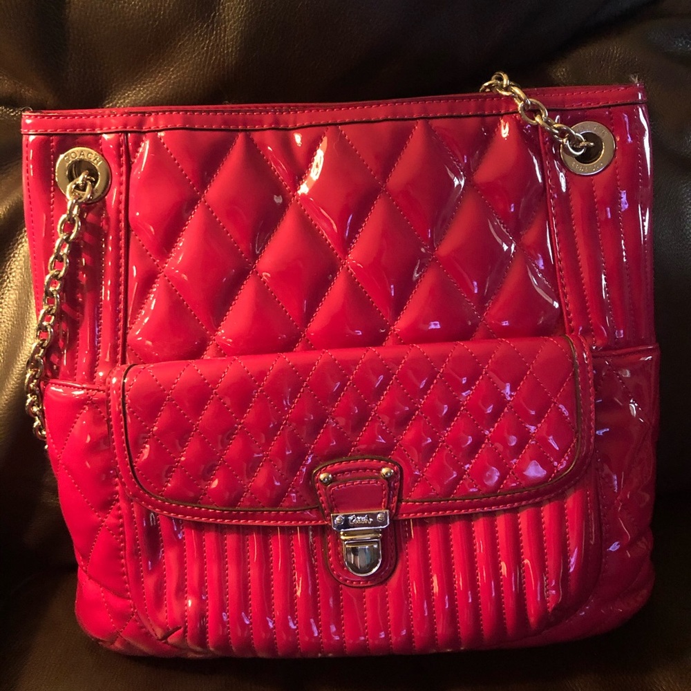 Coach liquid gloss quilted hot pink bag